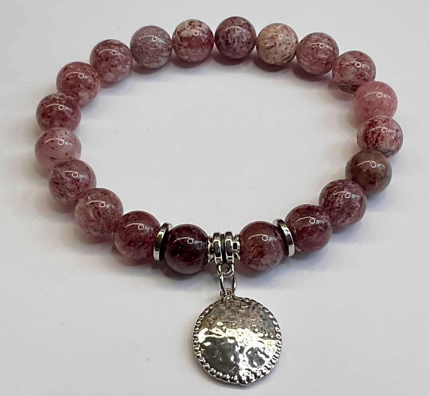 Strawberry Quartz with Silver Dangle Charm