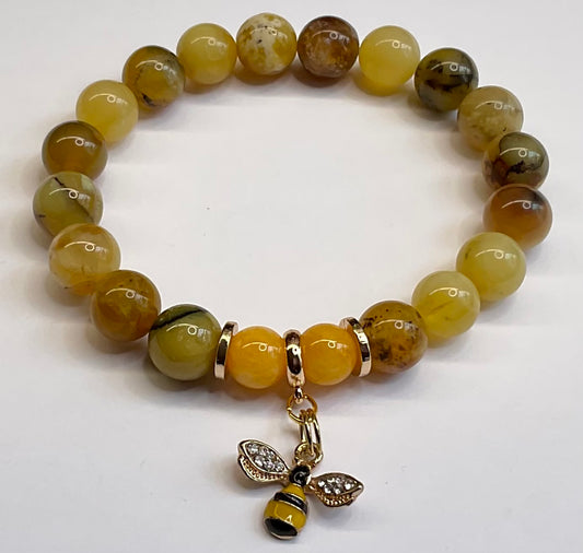 Yellow Opal and Honey Jade with Bumble Bee Dangle Charm