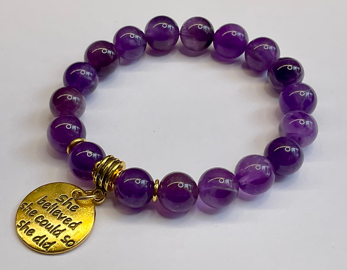 Amethyst with “She Believed She Could So She Did” Dangle Charm