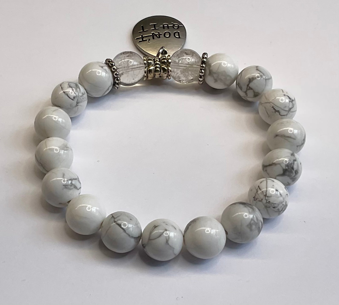 Howlite and Lodolite with “Don’t Quit” Dangle Charm