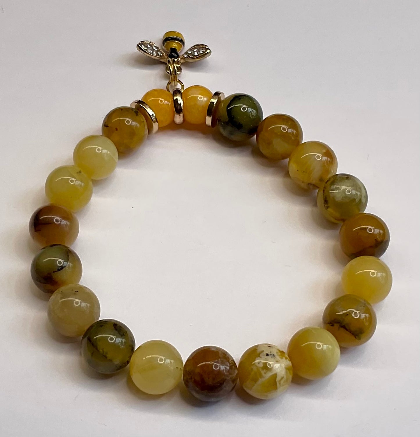 Yellow Opal and Honey Jade with Bumble Bee Dangle Charm