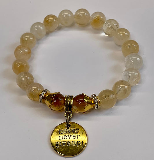 Citrine with “Never Never Give Up” Dangle Charm
