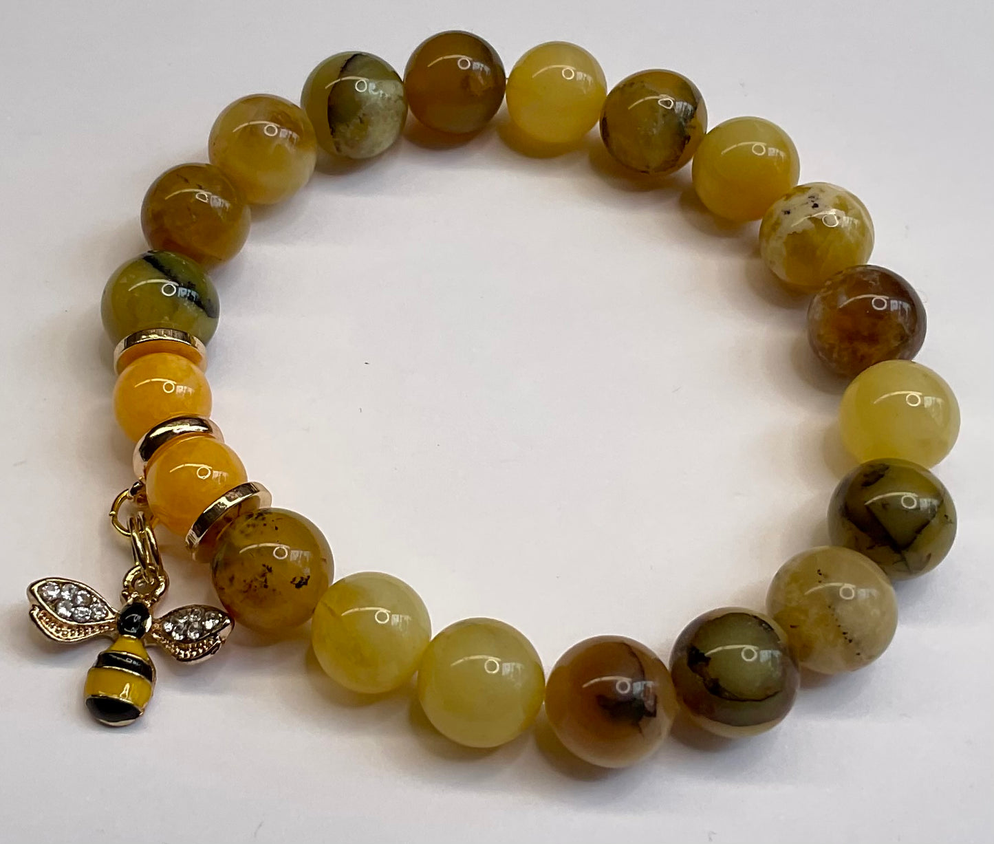 Yellow Opal and Honey Jade with Bumble Bee Dangle Charm