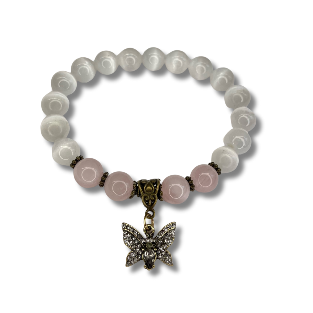 Selenite with Rhinestone Butterfly