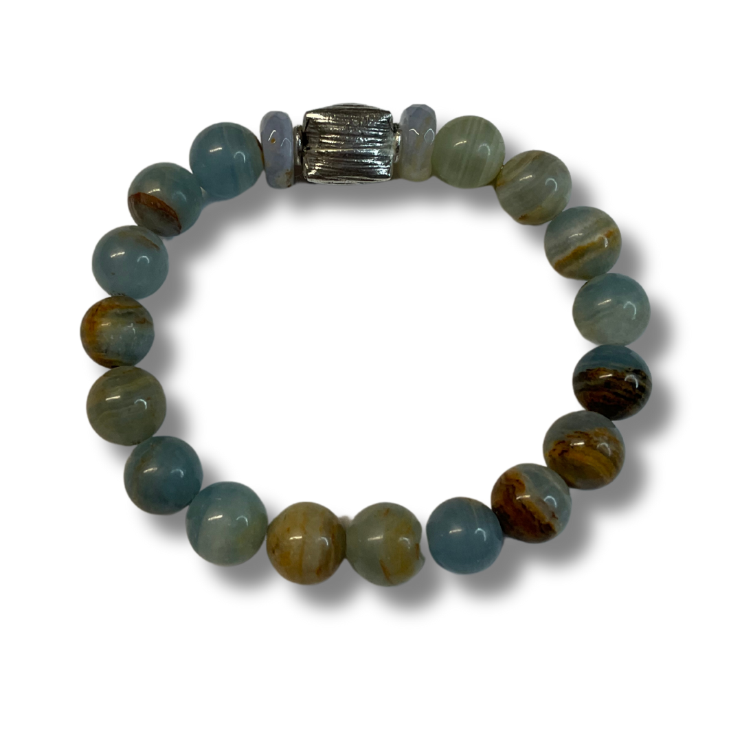 Blue Calcite and Chalcedony with Sterling Silver