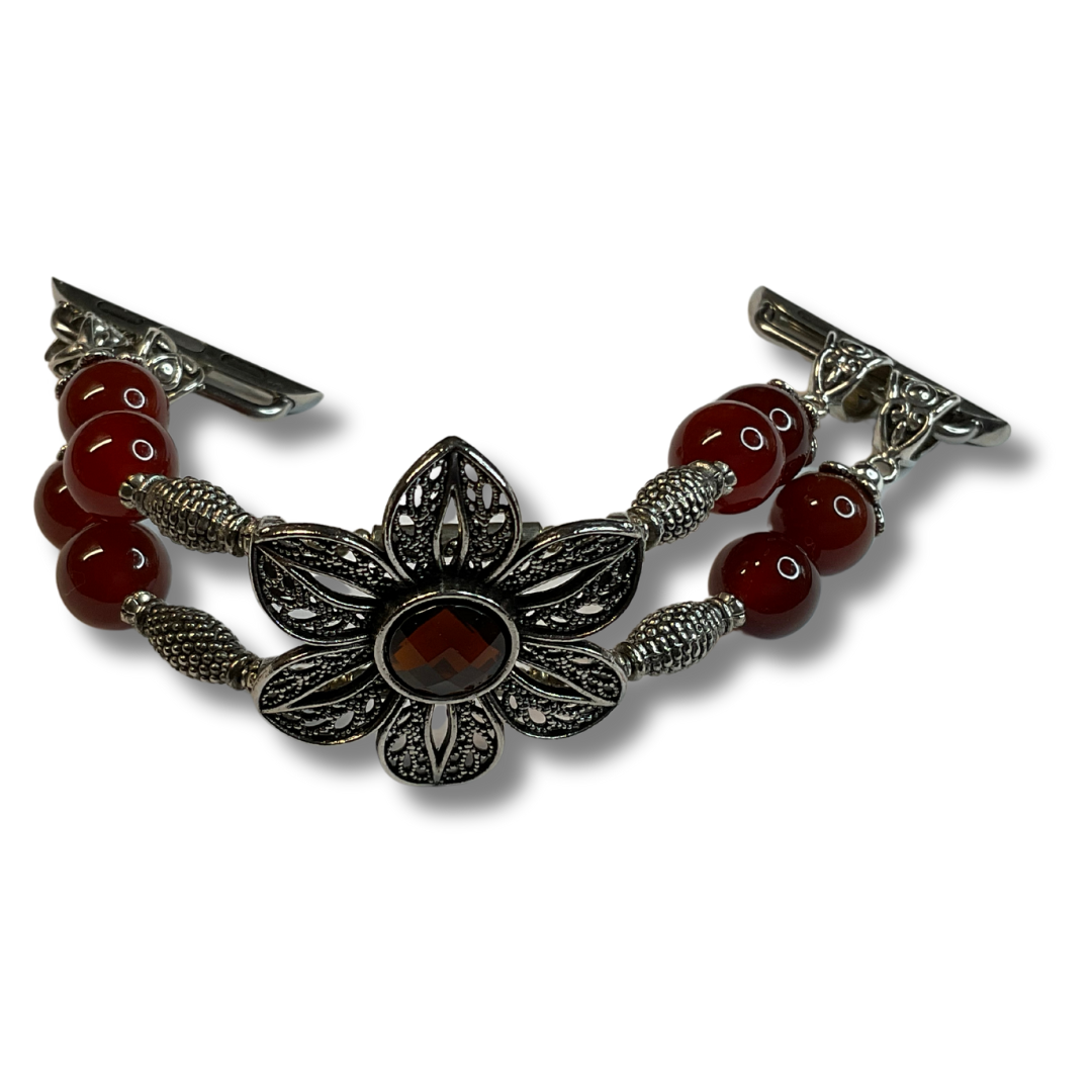 Carnelian Flower Watch Band