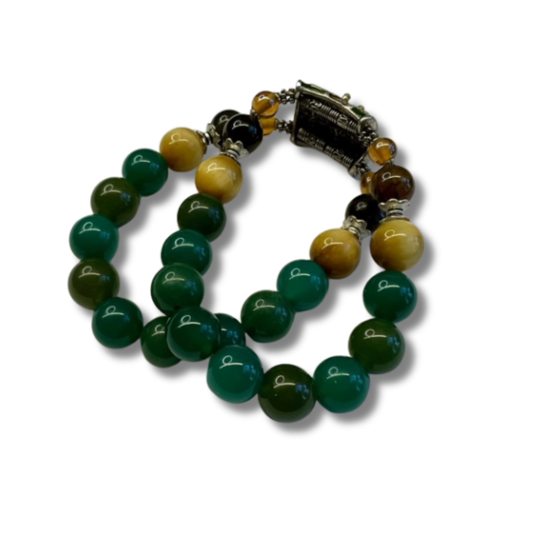 Jade and Golden Tiger’s Eye Double Strand