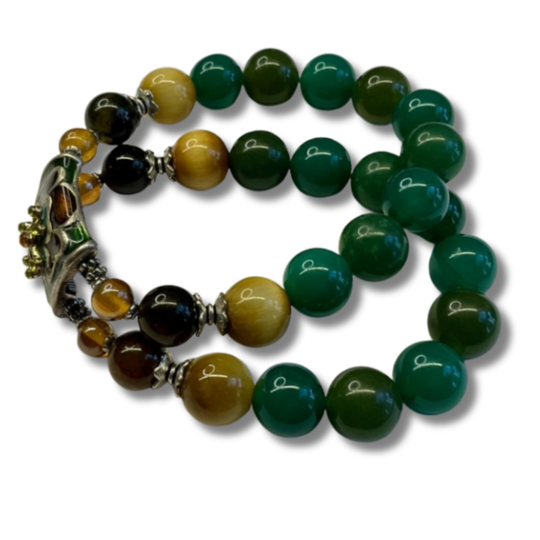 Jade and Golden Tiger’s Eye Double Strand